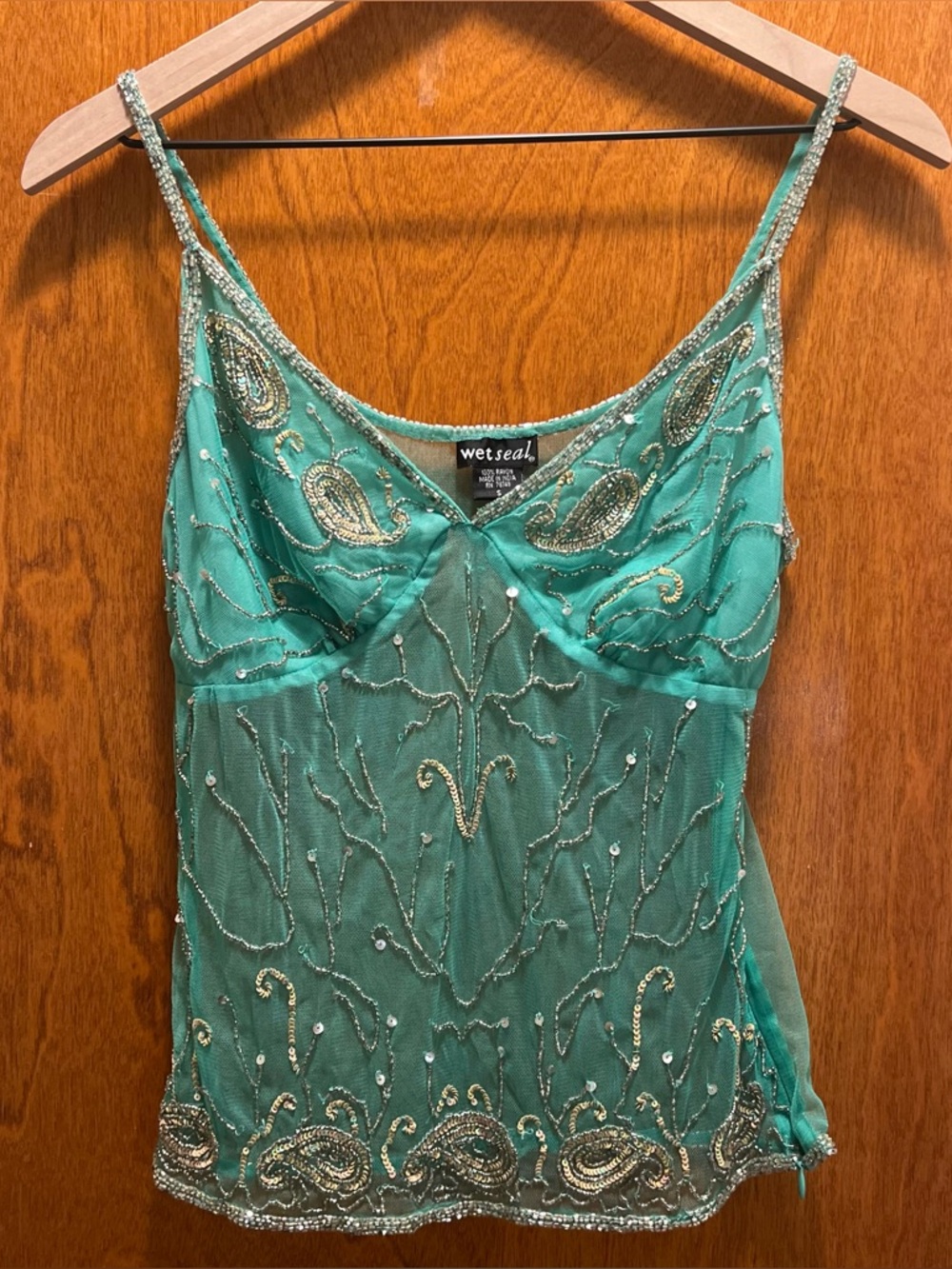 Vintage Wet Seal Beaded Green Tank Top